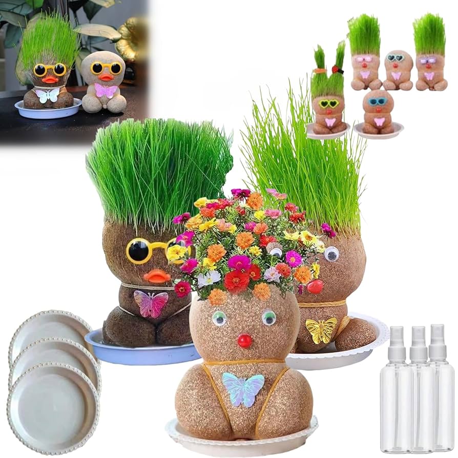 Amazon.com : Cohbskj Grass Head Doll, Grass Head Growing Kit